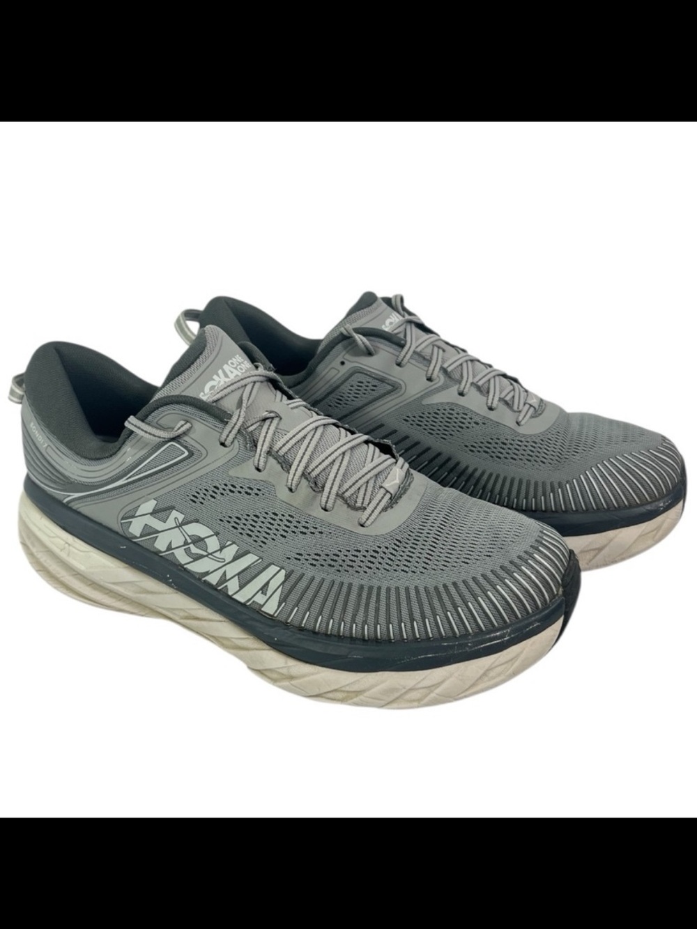 13EE Wide HOKA Bondi 7 Running Trainers/Shoes Gray 1110530 WDDS